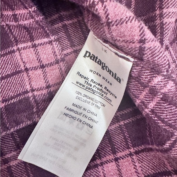 Patagonia Women’s 6 Heywood Flannel Cotton Shirt Purple & Pink Plaid Gorpcore - Picture 5 of 6